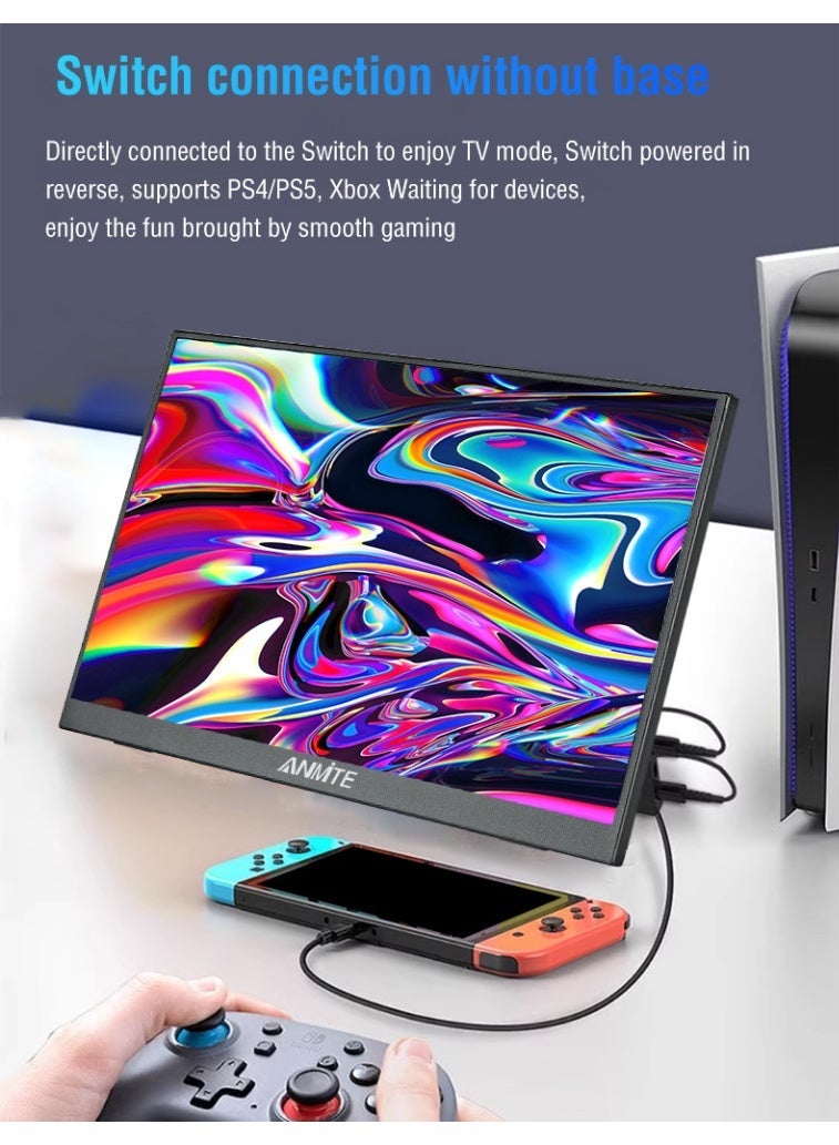 ANMITE 15.6 Inch Portable Monitor 1080P HDR 16:9 For XBox PS4 / 5 Switch Cell Phone PC Laptop Extension - Image 5