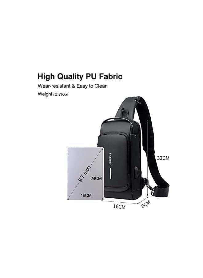 FANDARE Anti-theft Sling Bag Business Men Bag Chest Crossbody bags with USB Charging Port Waterproof Small Backpack for Outdoor Work Hiking Running Sport Travel Bag - Image 4