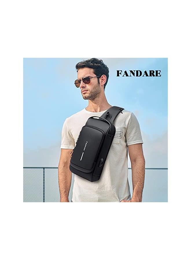 FANDARE Anti-theft Sling Bag Business Men Bag Chest Crossbody bags with USB Charging Port Waterproof Small Backpack for Outdoor Work Hiking Running Sport Travel Bag - Image 5