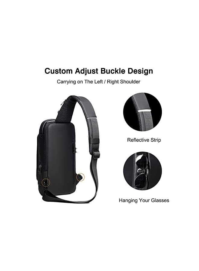 FANDARE Anti-theft Sling Bag Business Men Bag Chest Crossbody bags with USB Charging Port Waterproof Small Backpack for Outdoor Work Hiking Running Sport Travel Bag - Image 2