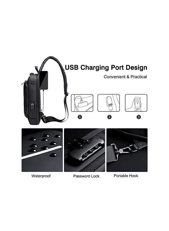FANDARE Anti-theft Sling Bag Business Men Bag Chest Crossbody bags with USB Charging Port Waterproof Small Backpack for Outdoor Work Hiking Running Sport Travel Bag - Image 3