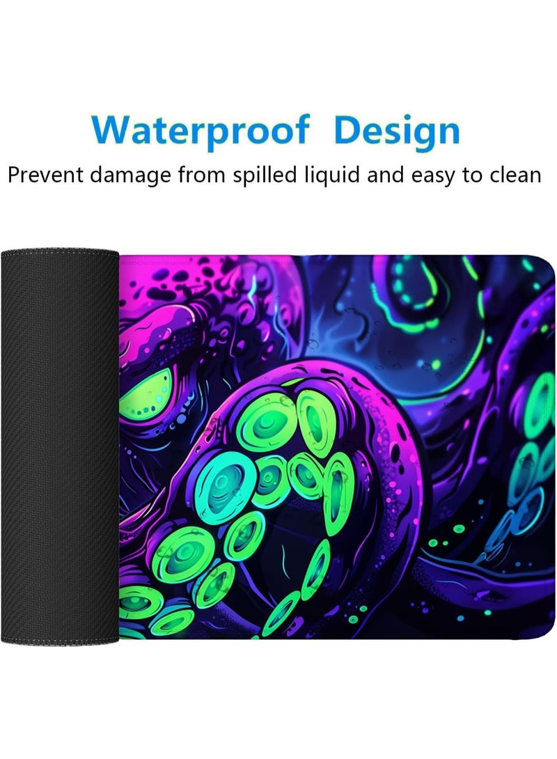 Mouse Pad Mythology Deep Monster Octopus Tentacles Large Gaming Mouse Mat with Stitched Edges,Non-Slip Waterproof Rubber Base Mouse Mat Office Computer Keyboard Laptop Home 31.5"x11.8" - Image 3