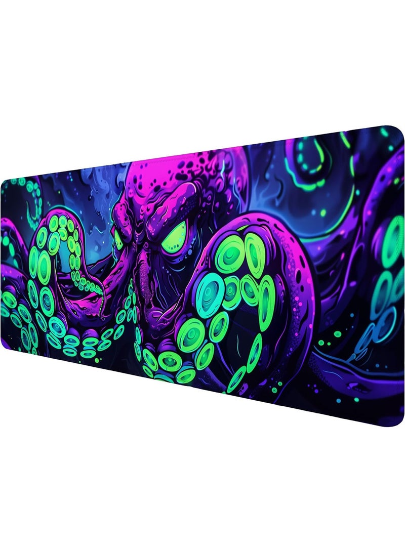 Mouse Pad Mythology Deep Monster Octopus Tentacles Large Gaming Mouse Mat with Stitched Edges,Non-Slip Waterproof Rubber Base Mouse Mat Office Computer Keyboard Laptop Home 31.5"x11.8" - Image 1
