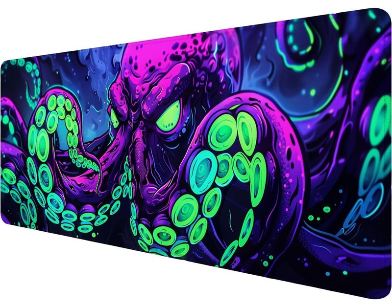 وسادة ماوس كبيرة للألعاب بتصميم وحش عميق من Mythology مع حواف مخيطة، قاعدة مطاطية مضادة للانزلاق ومقاومة للماء، مناسبة للمكتب ولوحة مفاتيح الكمبيوتر واللاب توب والمنزل، مقاس 31.5 بوصة × 11.8 بوصة - Image 1