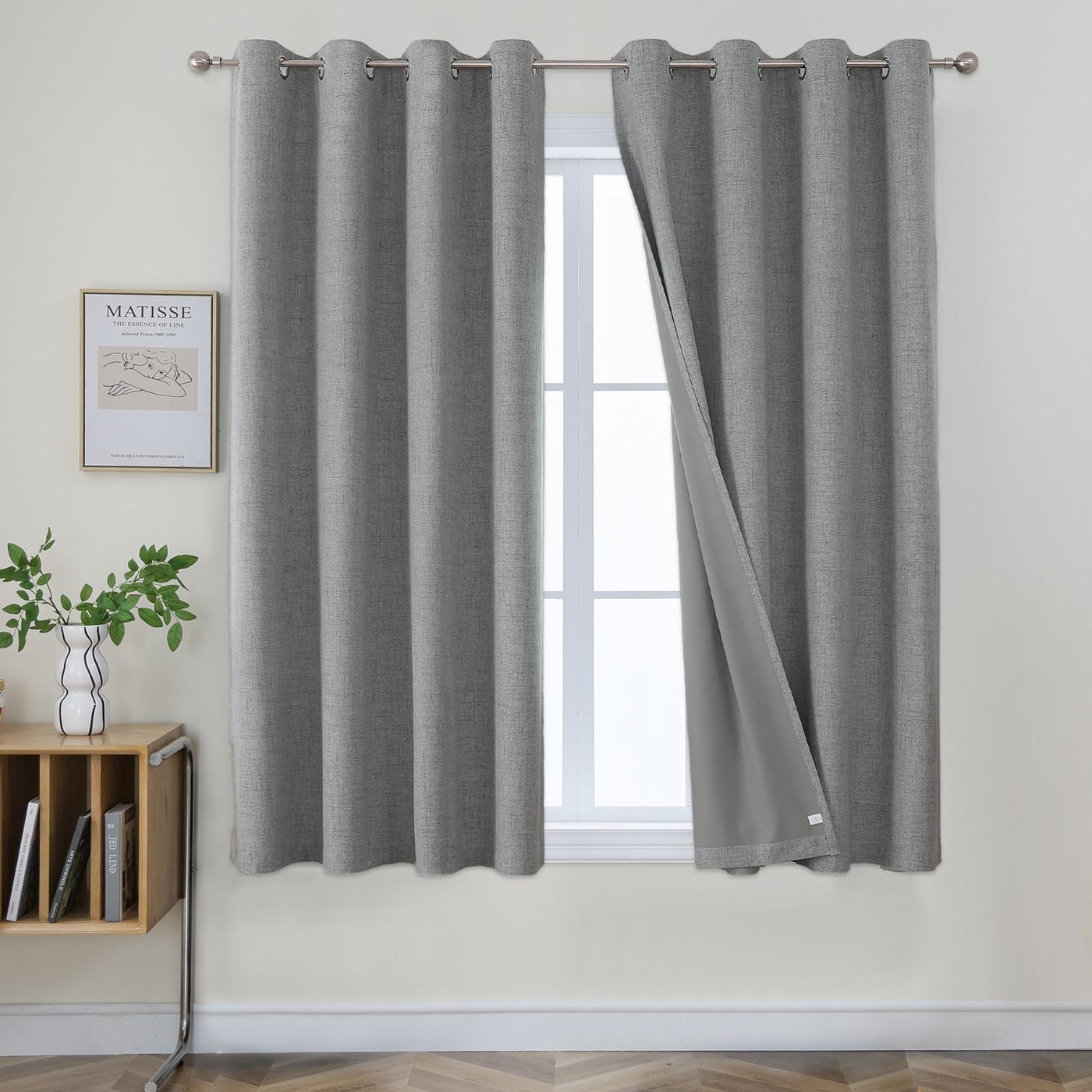 Joydeco Blackout Curtains 63 Inches Long 2 Panels Burg Room Darkening Curtains for Bedroom 100 Black Out Textured Thermal Drapes Privacy Protection 2 Panels SetW42 x L63 Inch Light Grey