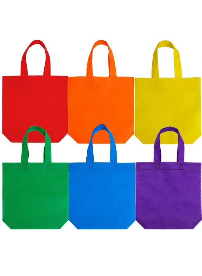 24 Pack 9.5 By 9.5 Inches Nonwoven Tote Bags Party Goodie Treat Bag Bottom Gift Bag With Handles For Birthday Party Favor, 6 Colors  - Image 4