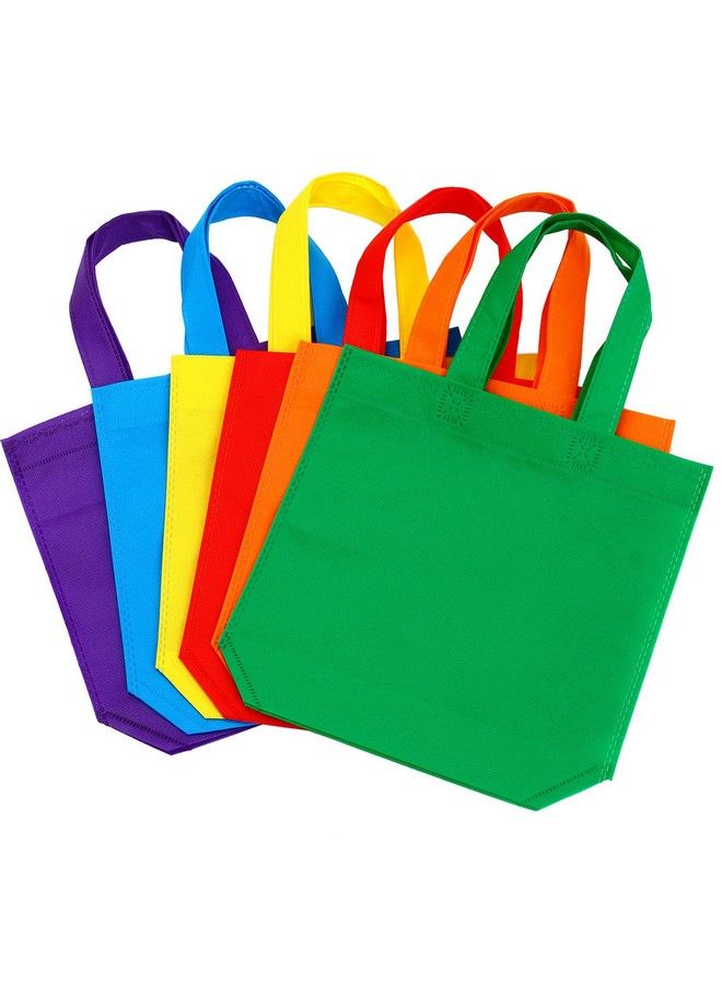 24 Pack 9.5 By 9.5 Inches Nonwoven Tote Bags Party Goodie Treat Bag Bottom Gift Bag With Handles For Birthday Party Favor, 6 Colors  - Image 1