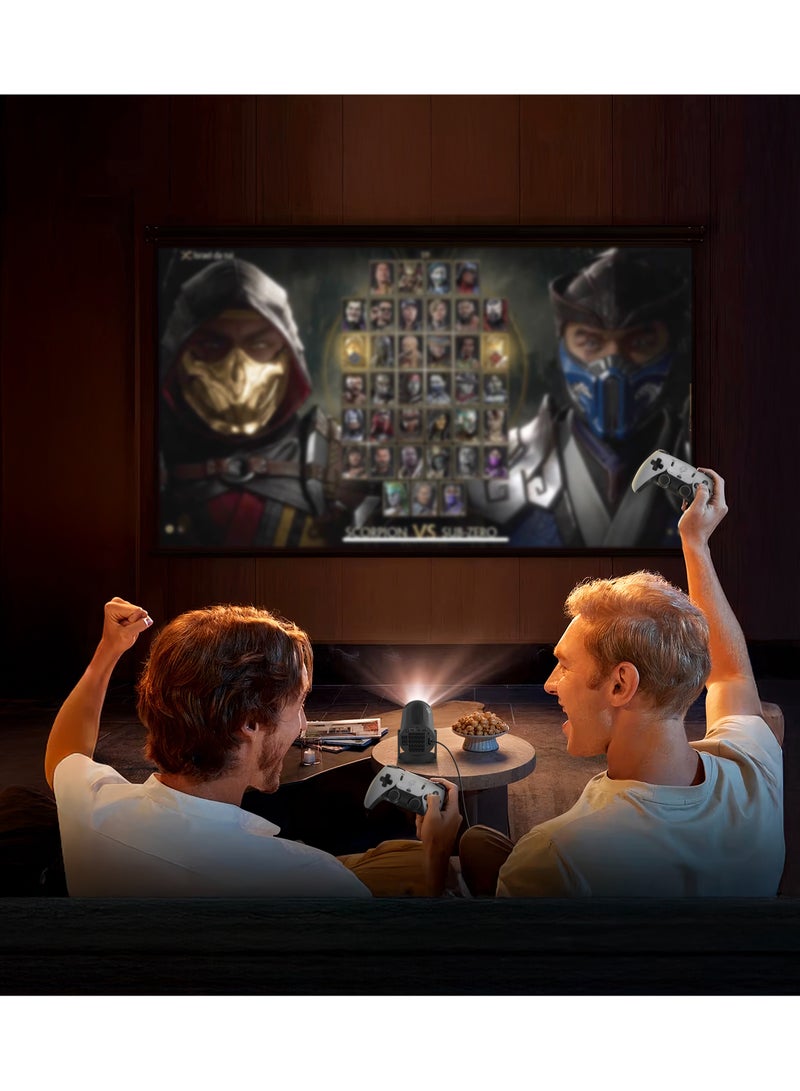 Gaming 4K Projector Android 11 with Auto Keystone and Gamepad Controller / HDMI/3.5/USB Interface / Wi-Fi / BT5.0 Connectivity / 20000+ Games / Plug & Play - Black