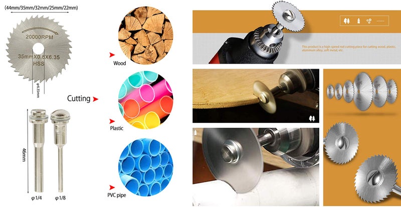 DIY Crafts Pack of 50 Pcs Kit, Multi,Combo Kit, 5xHSS Blade Diamond Cutting Discs Wheel Drill Bit, Rotary Tool Grinding Wheel Circular Saw Blade Abrasive Diam(Pack of 50 Pcs Kit, Multi,Combo Kit) - Image 4
