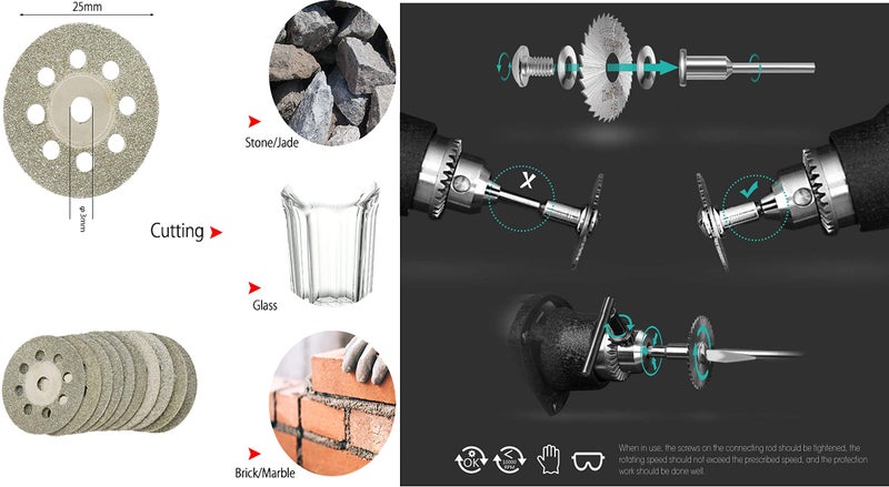 DIY Crafts Pack of 50 Pcs Kit, Multi,Combo Kit, 5xHSS Blade Diamond Cutting Discs Wheel Drill Bit, Rotary Tool Grinding Wheel Circular Saw Blade Abrasive Diam(Pack of 50 Pcs Kit, Multi,Combo Kit) - Image 3