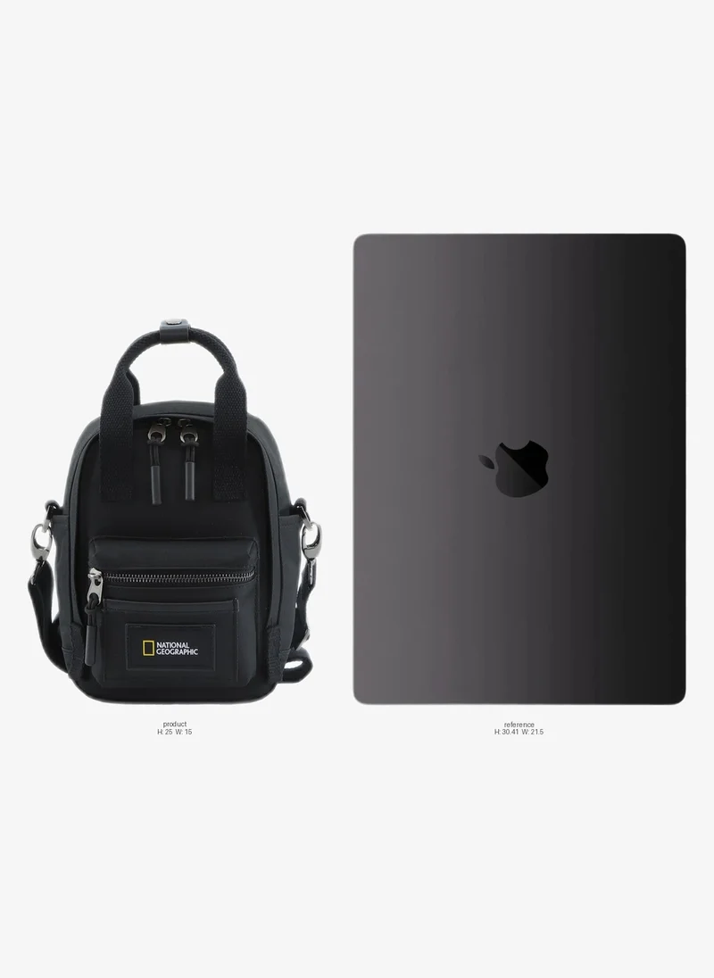 NATIONAL GEOGRAPHIC National Geographic LEGEND Mini Utility Bag Black For Men and Women, Durable Water Resistant Multi Function Casual Shoulder Bag/Lunch Box Bag With Top Handle/Removable Strap