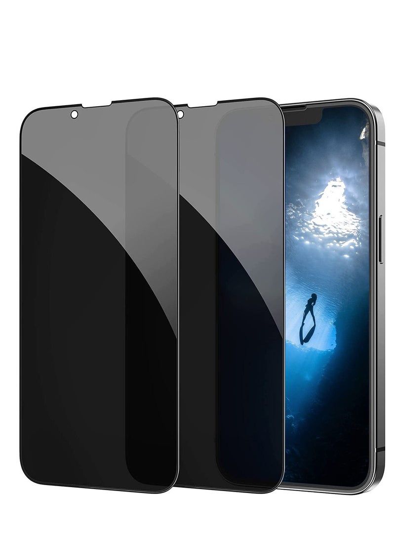 BORTONY Pack of 2 Privacy Screen Protector Compatible with iPhone 14/13/13 Pro Privacy [9H Hardness] [Anti-scratch] Anti-spy Tempered Glass Film for Apple iPhone 14/13/13 Pro 6.1 inch - Image 1