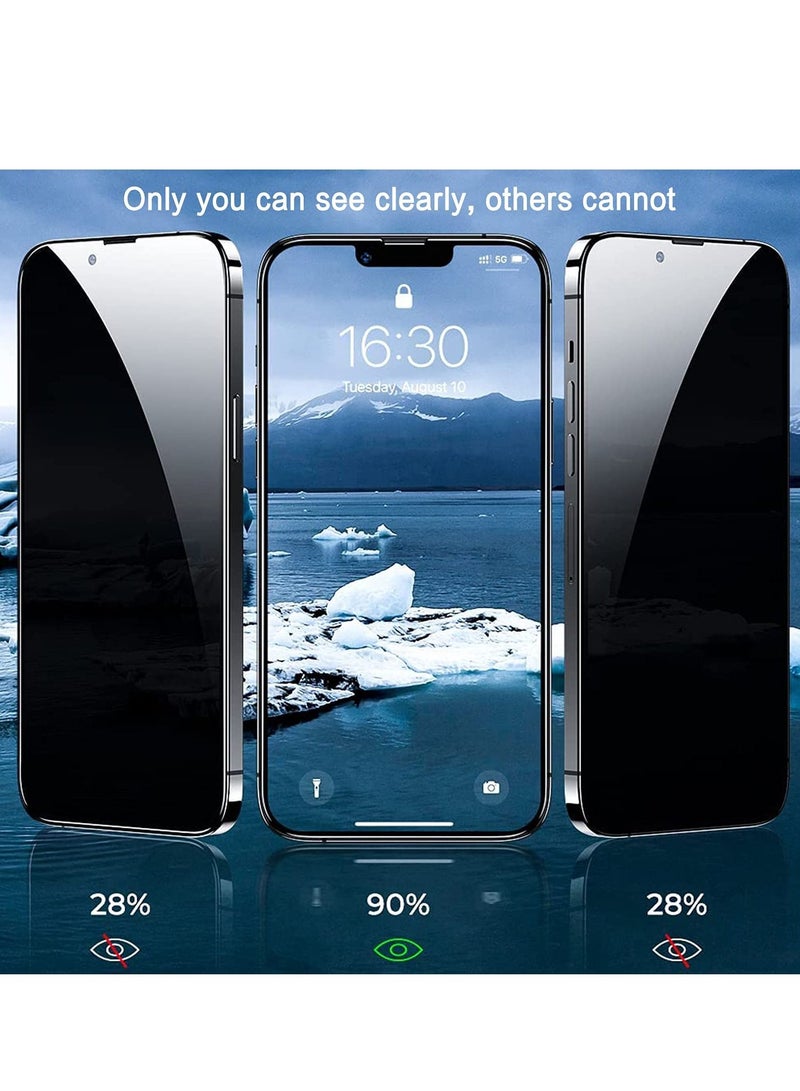 BORTONY Pack of 2 Privacy Screen Protector Compatible with iPhone 14/13/13 Pro Privacy [9H Hardness] [Anti-scratch] Anti-spy Tempered Glass Film for Apple iPhone 14/13/13 Pro 6.1 inch - Image 2