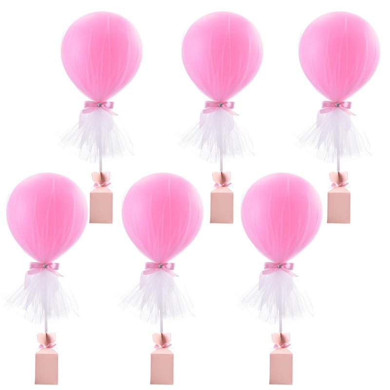 Suppromo Pink Tulle Tutu Balloons with Candy Box for Baby Shower Centerpieces Girls Butterflies Birthday Party Wedding Table Decorations with Inflate Balloons Pump 6 Packs - Image 3