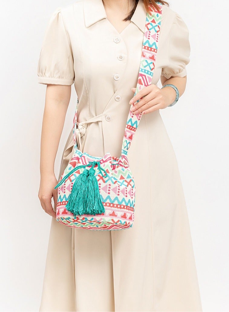 Bohemian Crossbody Bucket Bag for Women | Ethnic Printed Canvas Tote | Lightweight Commuter & Travel Bag - Image 2