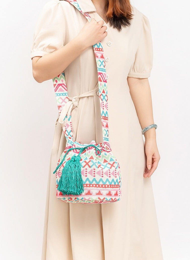 Bohemian Crossbody Bucket Bag for Women | Ethnic Printed Canvas Tote | Lightweight Commuter & Travel Bag - Image 3