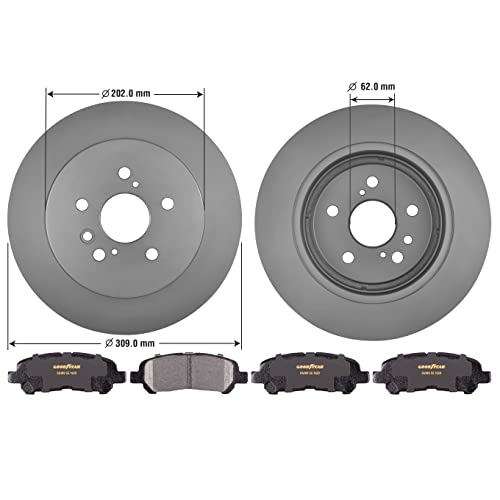 Goodyear Brakes PRK91871R | Rear Truck & SUV Brake Kit with Pair (2) of AntiOx Coated Brake Rotors and Carbon-Ceramic Brake Pads fits Toyota Highlander 13-08 - Image 2