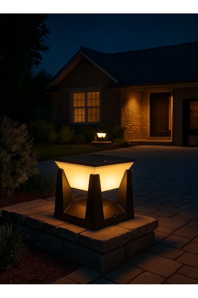 مودي مصباح شمسي للأعمدة الخارجية – 3 ألوان إضاءة، مستشعر ذكي للحركة، مقاوم للماء IP65، تشغيل تلقائي ليلاً – للحدائق والأسوار (قطعة واحدة) - Image 1