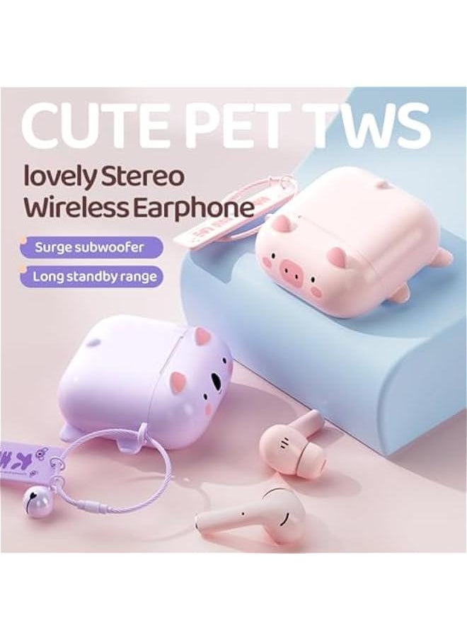 Generic - True Wireless Pink Cute Earbuds Bluetooth Kawaii Headphones for Girls Small Mini Tiny Ear Buds for Kids Noise Cancelling Earbuds TWS Earphones Kids Wireless Earbuds for iPhone Android - Image 1