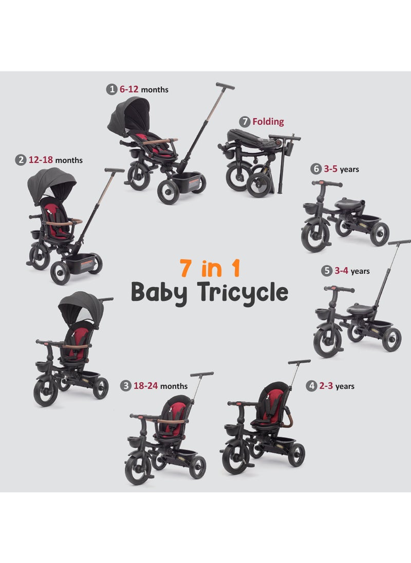 Cozy 7 in 1 Convertible Baby Tricycle for Kids, Foldable Baby Kids Cycle with Parental Push Handle, Canopy, Rotatable Seat, Light, Safety Bar & Belt | Kids Tricycle Cycle for Kids 1.5 to 5 Years Black - pzsku/Z27D4C62512C8D4A4C7F9Z/45/_/1731758214/25d6c399-930d-447b-857c-309295445385