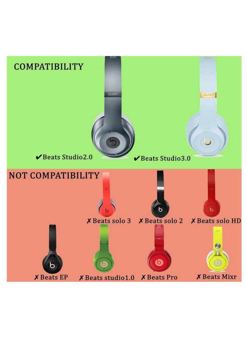 غطاء وسادة أذن بديلة زوج واحد، متوافق مع سماعات Beats Studio 2.0 اللاسلكية/السلكية وStudio 3.0 التي توضع فوق الأذن من Dr.DRE، مطبوع باللون الأسود - Image 5