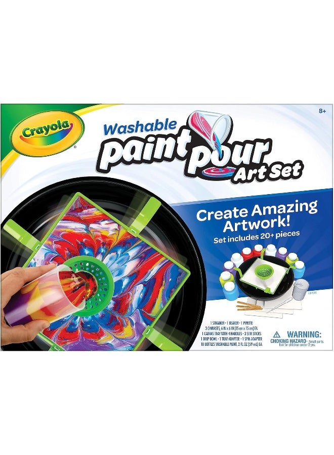 Crayola Washable Paint Pour Set, 20Pc Paint Set, Gift For Kids, 8, 9, 10, 11 - Image 1
