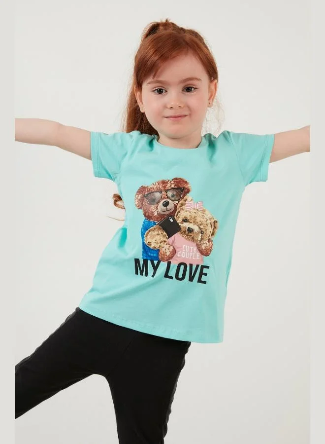 ليلا تيشيرت قطن برقبة دائرية مطبوع للبنات ليلى