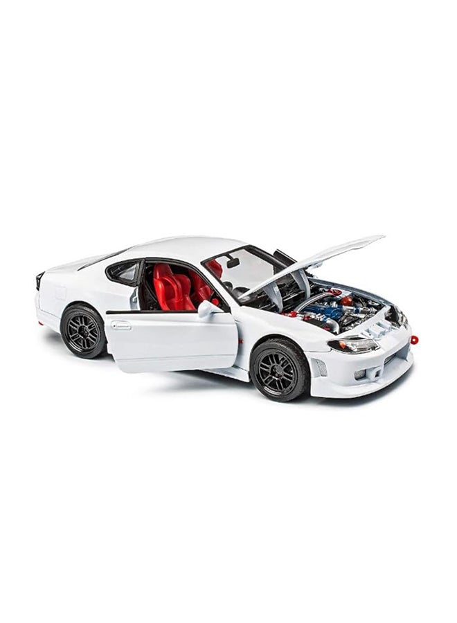 Welly 1:24 Scale Diecast Sports Car Model – Nissan Silvia S15 Coupe (White) – Opening Doors & Hood – Die-Cast Toy Car for Kids & Collectors - Image 3