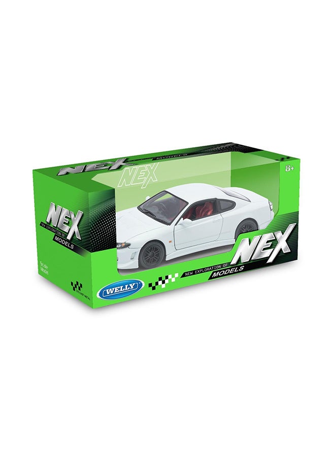 Welly 1:24 Scale Diecast Sports Car Model – Nissan Silvia S15 Coupe (White) – Opening Doors & Hood – Die-Cast Toy Car for Kids & Collectors - Image 2