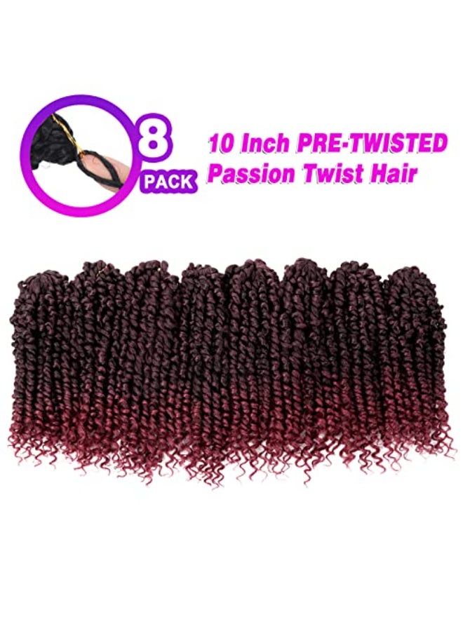 Bileaf Pretwisted Passion Twist Crochet Hair 10 Inch 8 Packs Crochet Passion Twist Pre Looped Ombre Passion Twist Hair Crochet Braids Bomb Twist Bohemian Braiding Crochet Hair for Women TBUG - Image 4