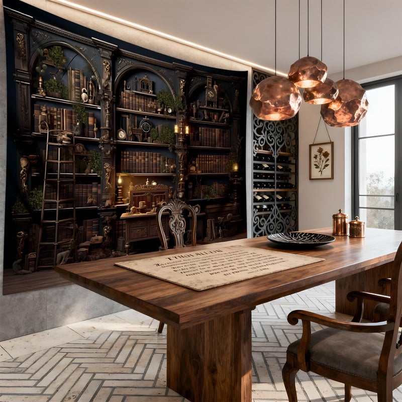 QGHOT Medieval Bookshelf Tapestry Vintage Bookcase Library Backdrop Old Books Dark Academia Large Tapestries Wall Hanging for Bedroom Living Room Office Zoom Background 78.7L x 104W - Image 2