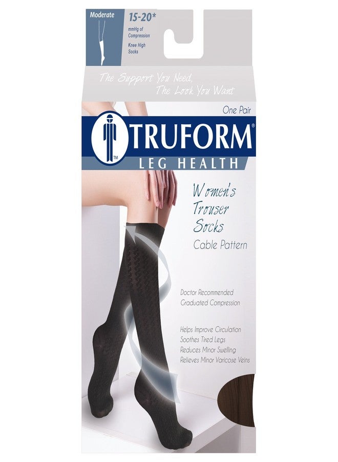 Truform Compression for Women 15-20 mmHg Socks Brown Cable Pattern, X-Large, 2 Count - Image 3