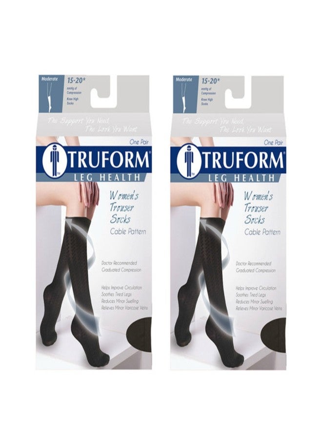 Truform Compression for Women 15-20 mmHg Socks Brown Cable Pattern, X-Large, 2 Count - Image 2
