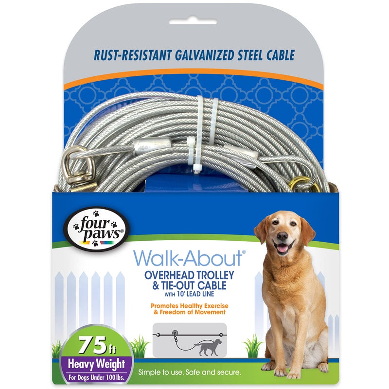 Four Paws Heavy Weight Trolley Exerciser Silver 75 Feet - Image 1