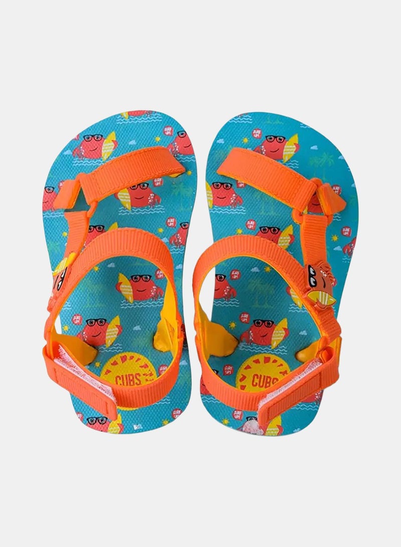 CUBS Baby Boys Rubber Sandal – Orange with Crab Print - Image 1