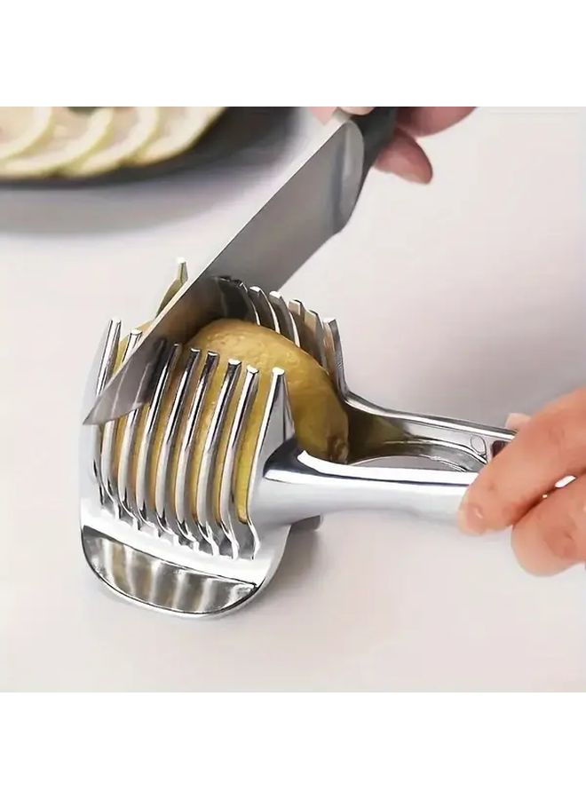 1Pc Stainless Steel Tomato Lemon Slicer With Ergonomic Handle - Image 1