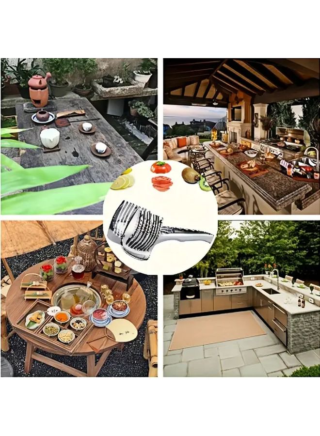 1Pc Stainless Steel Tomato Lemon Slicer With Ergonomic Handle - Image 3