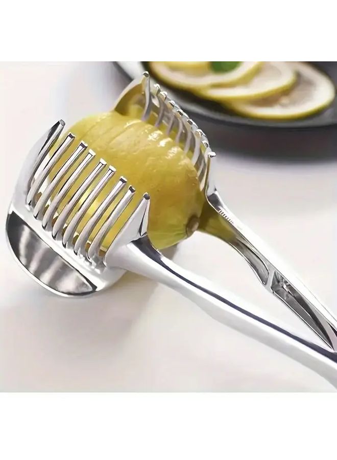 1Pc Stainless Steel Tomato Lemon Slicer With Ergonomic Handle - Image 5