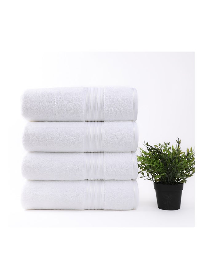 White Rose - طقم مناشف وردية بيضاء مكون من 4 قطع، 100% قطن فخم 550 GSM جودة ممتازة، تجف بسرعة، شديدة الامتصاص، مناشف حمام ناعمة فاخرة للفندق للحمام والسبا، يتضمن طقم المناشف 4 مناشف استحمام (75x145 سم) بيضاء - Image 1