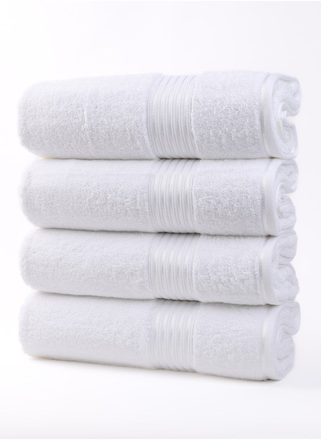 White Rose - طقم مناشف وردية بيضاء مكون من 4 قطع، 100% قطن فخم 550 GSM جودة ممتازة، تجف بسرعة، شديدة الامتصاص، مناشف حمام ناعمة فاخرة للفندق للحمام والسبا، يتضمن طقم المناشف 4 مناشف استحمام (75x145 سم) بيضاء - Image 1
