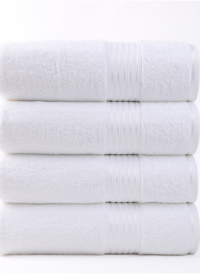 White Rose - طقم مناشف وردية بيضاء مكون من 4 قطع، 100% قطن فخم 550 GSM جودة ممتازة، تجف بسرعة، شديدة الامتصاص، مناشف حمام ناعمة فاخرة للفندق للحمام والسبا، يتضمن طقم المناشف 4 مناشف استحمام (75x145 سم) بيضاء - Image 1