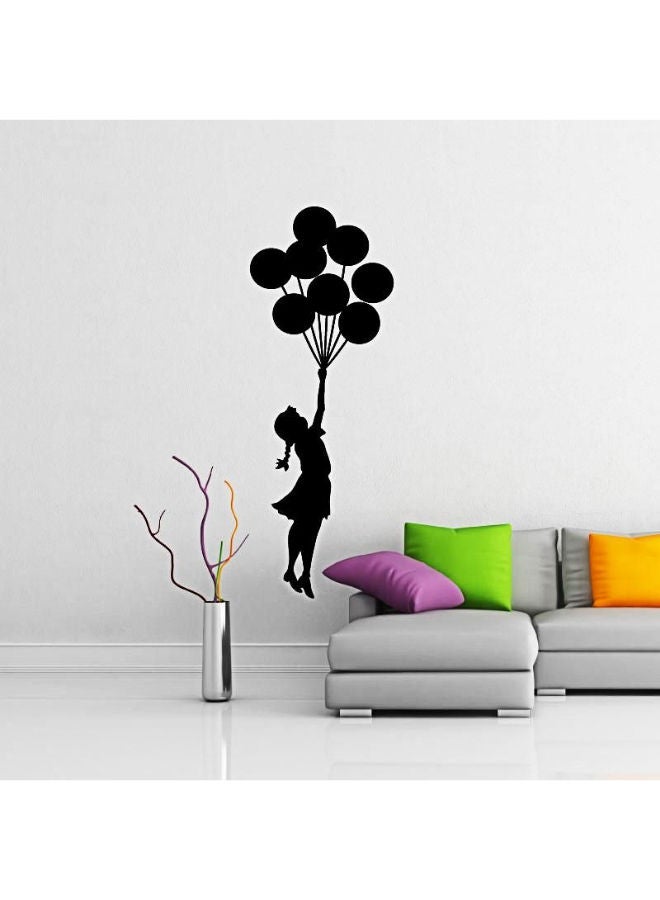 NIBEMINENT Girl With Balloon Wall Decoration Sticker Black