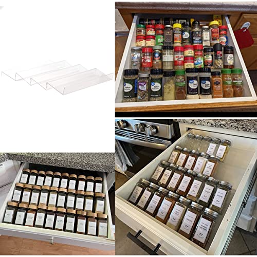Delavala 8pcs Adjustable Expandable Modern Kitchen Spice Rack Organizer, 4 Tier Acrylic Spice Rack, 13''W x18''D - Image 5