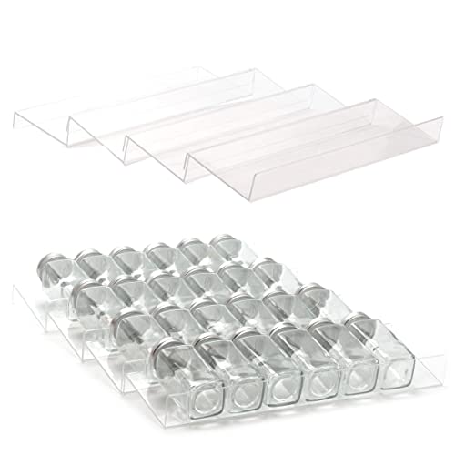 Delavala 8pcs Adjustable Expandable Modern Kitchen Spice Rack Organizer, 4 Tier Acrylic Spice Rack, 13''W x18''D - Image 1
