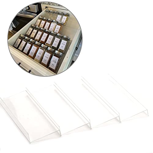 Delavala 8pcs Adjustable Expandable Modern Kitchen Spice Rack Organizer, 4 Tier Acrylic Spice Rack, 13''W x18''D - Image 3