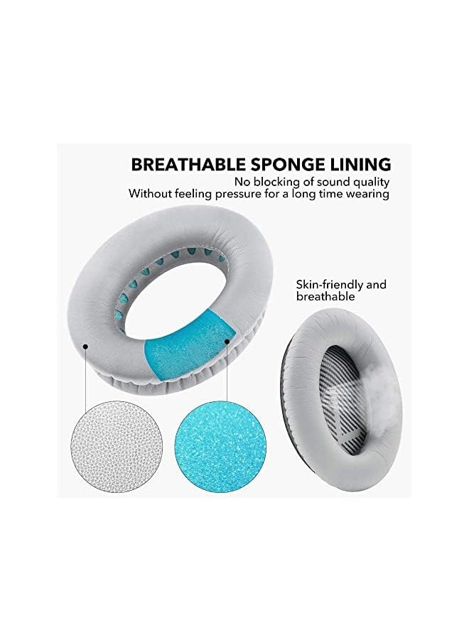 erorex Cushions Bose Replacement Ear Pads Kit Professional Replacement Earpads Cushions For Qc35 Qc35Ii Headphones Ear Pads With Softer Leather Noise Isolation Foam Added Thickness Silver  - Image 2