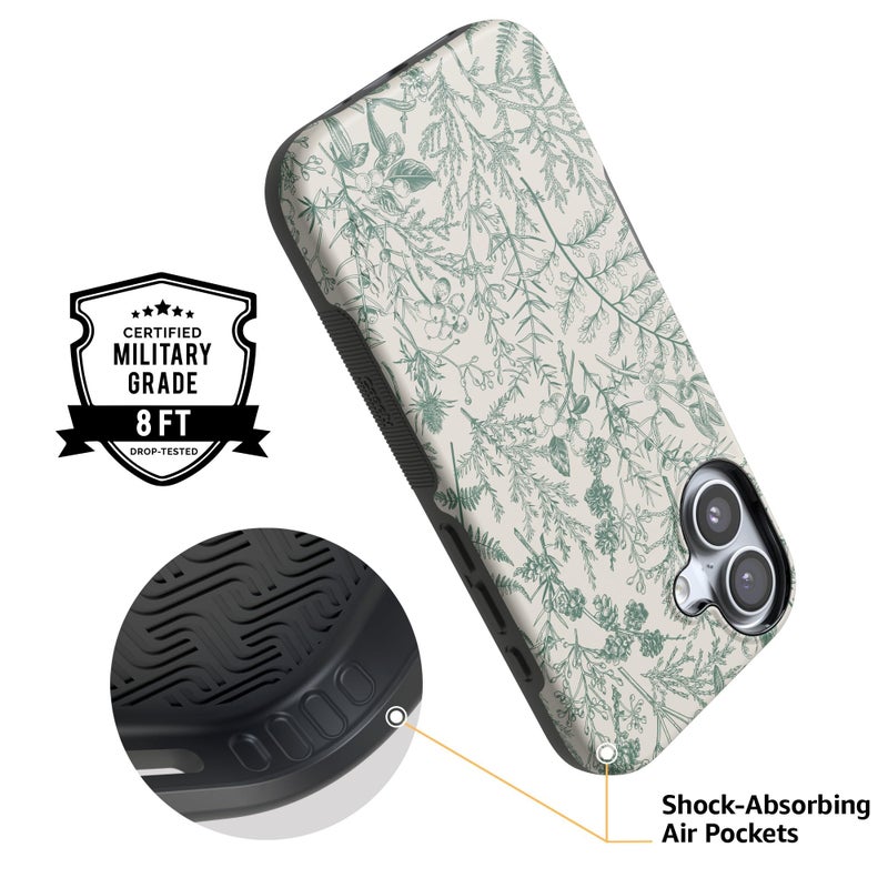 Casely iPhone 17 Case | Sage Garden | Green Floral | Bold Protective Design | Compatible with MagSafe - Image 4