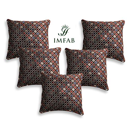 IM FAB IMFAB® Soft Velvet Glitter Gold Printed Cushion Covers Set of 5pcs(24X24 inches or 60X60 cms)-Brown/Coffee - Image 2