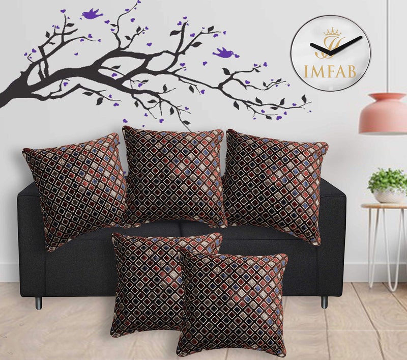 IM FAB IMFAB® Soft Velvet Glitter Gold Printed Cushion Covers Set of 5pcs(24X24 inches or 60X60 cms)-Brown/Coffee - Image 1