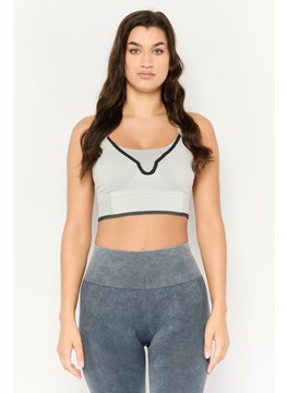 adidas By Stella McCartney Women Textured Lightly Padded Outdoor Sports Bra, Grey  - Image 1